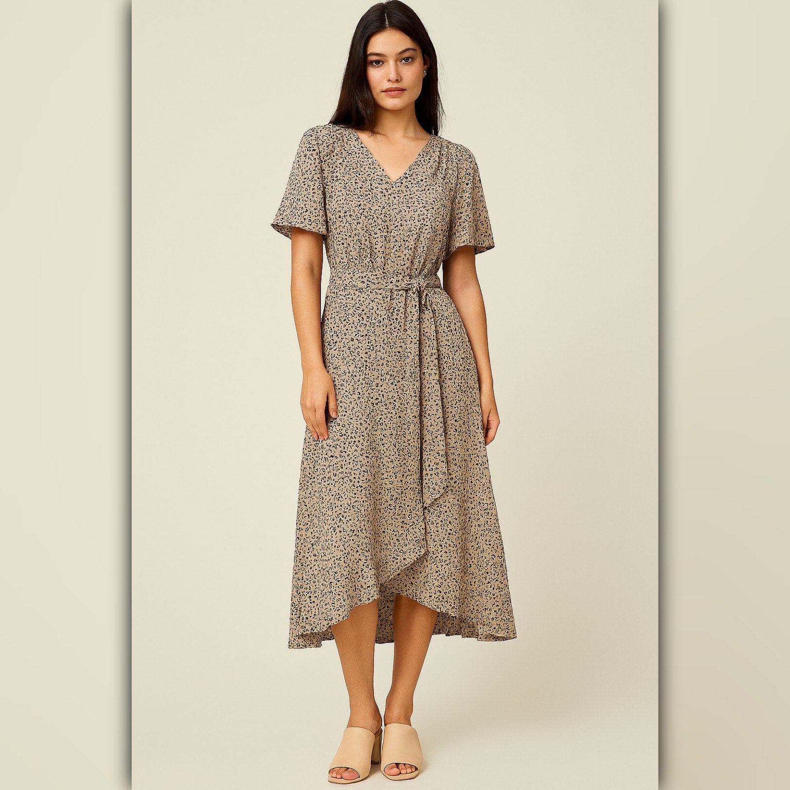 A427 • Leopard Print Midi Dress with Tie Waist