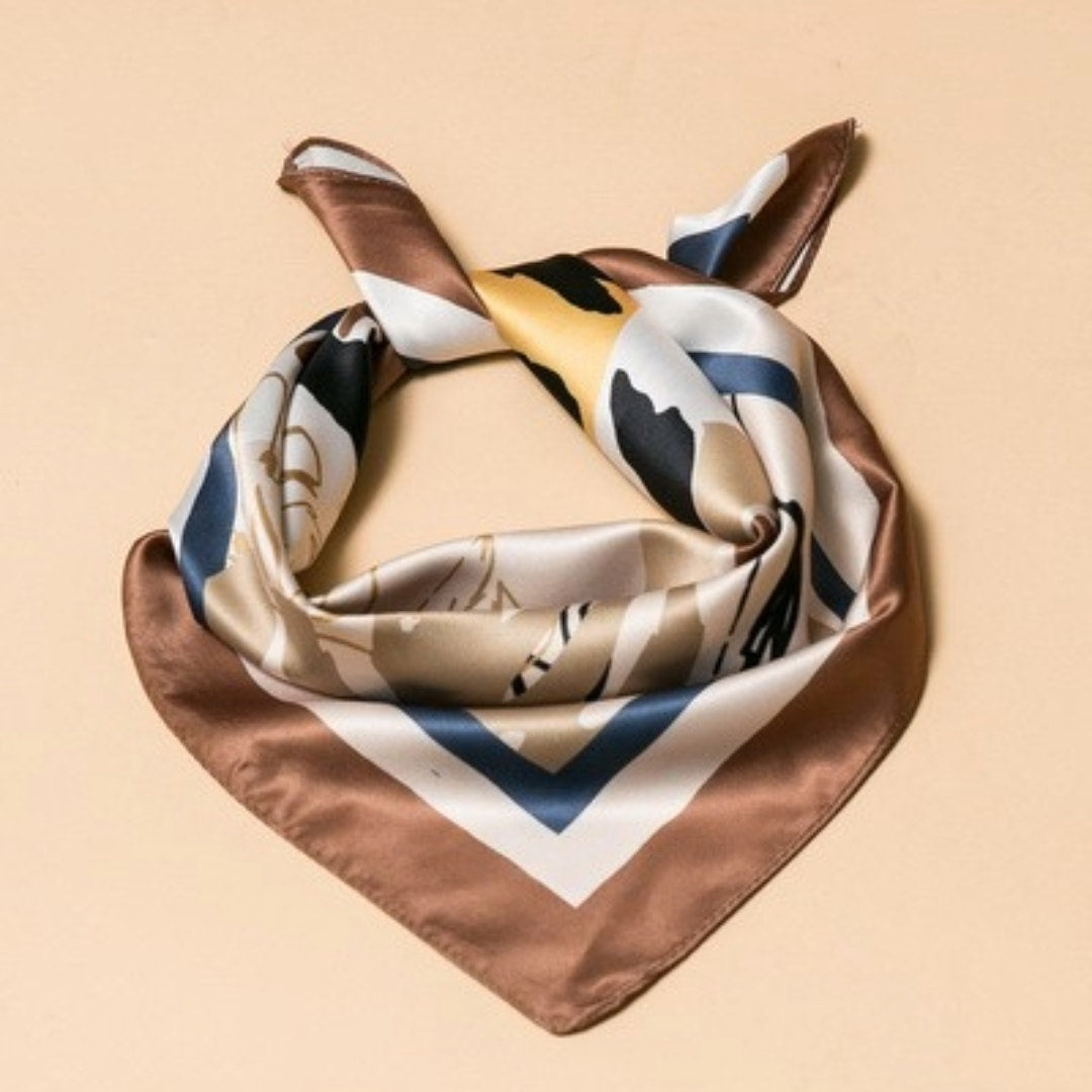 A218-J • Earthy Abstract Silky Bandana Scarf