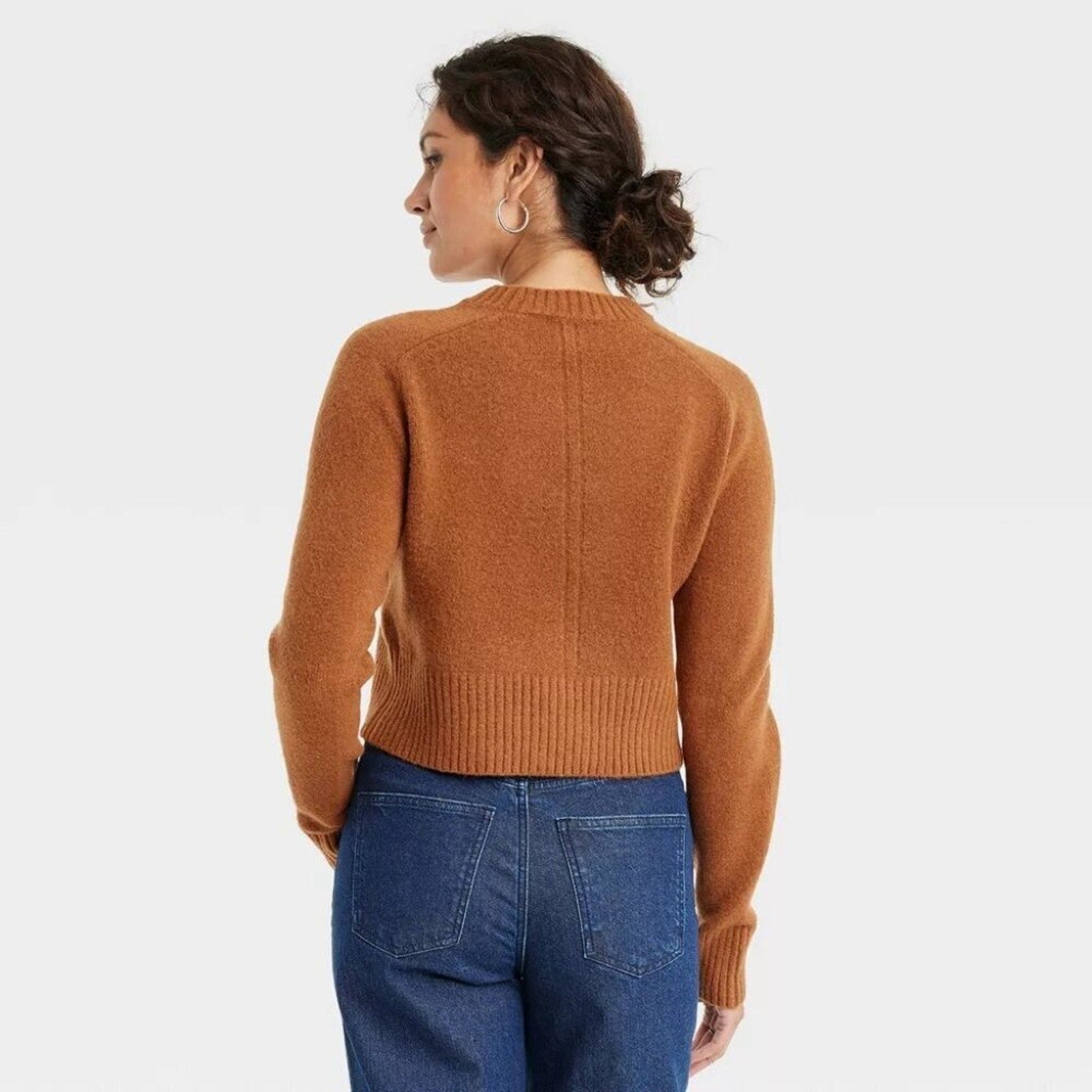A504-B • Crew Neck Cashmere-Like Pullover Cropped Knit Sweater