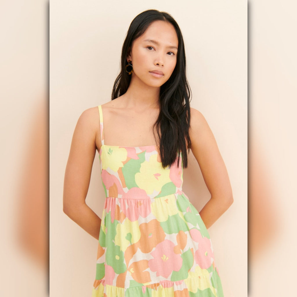 A208 ◾ Floral 3-Tier Midi Maxi Dress