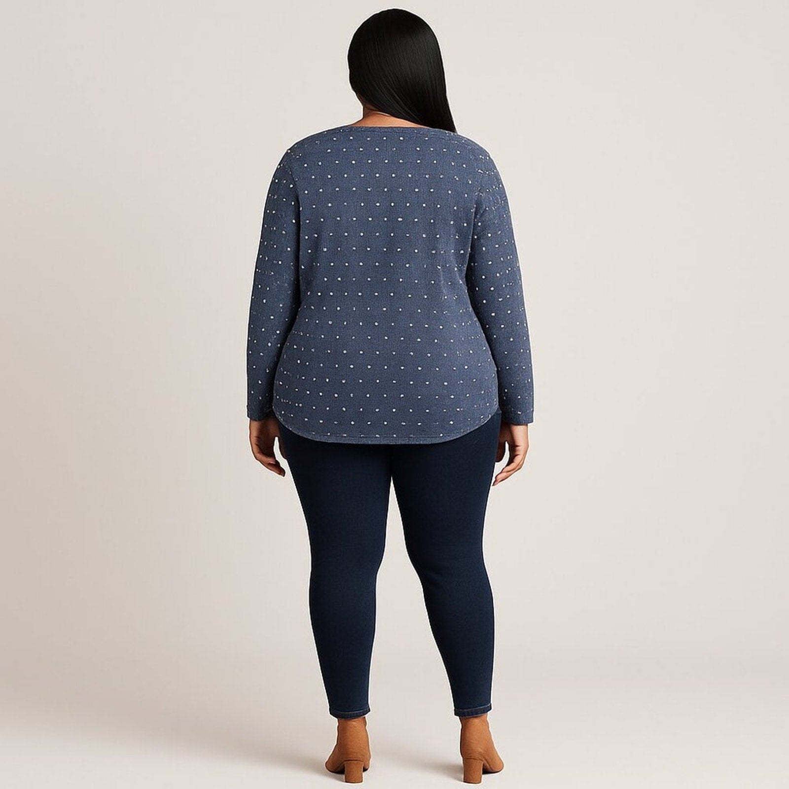 A412 • Navy Textured Polka Dot Button Cardigan