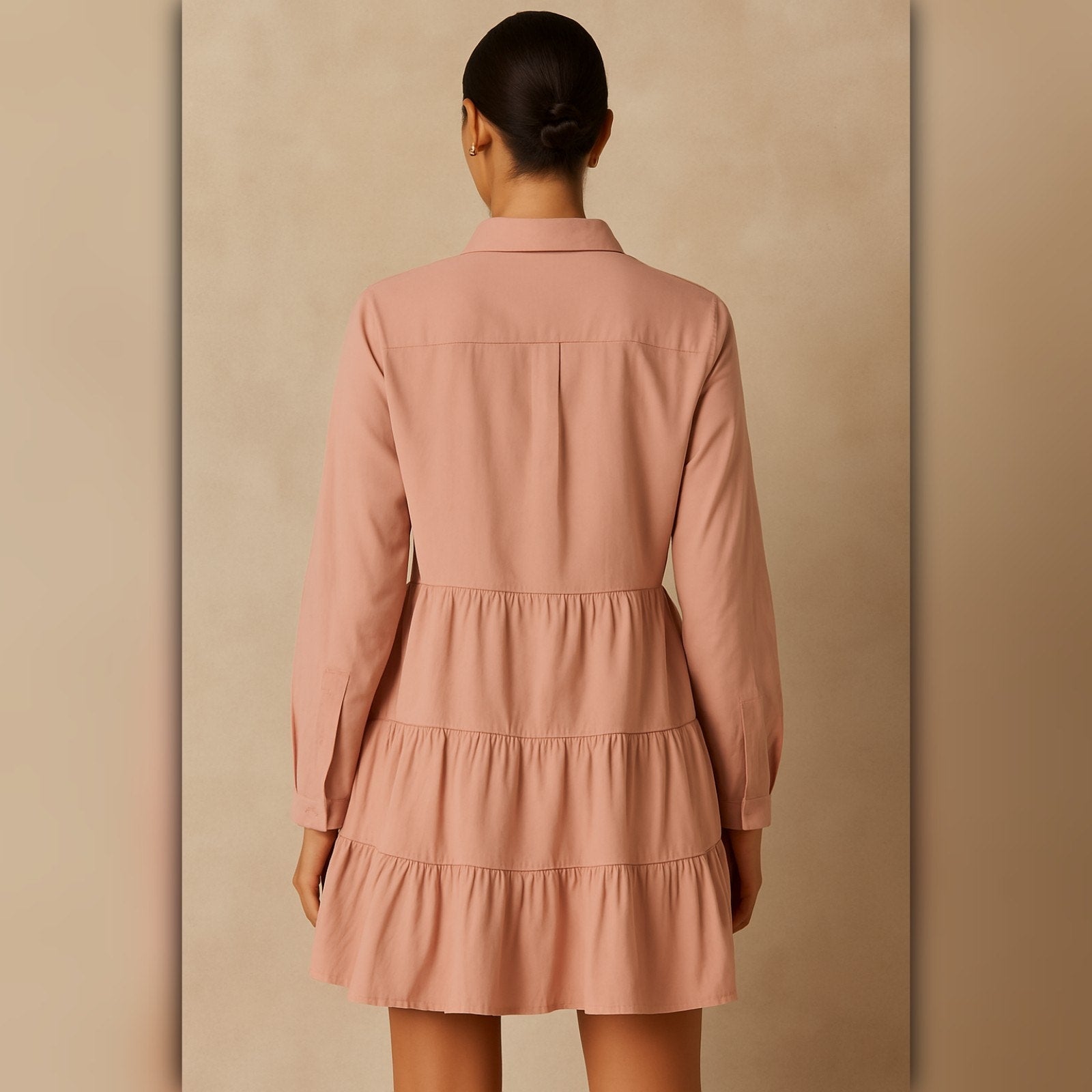 A473 • Blush Tiered Button-Front Tunic Dress