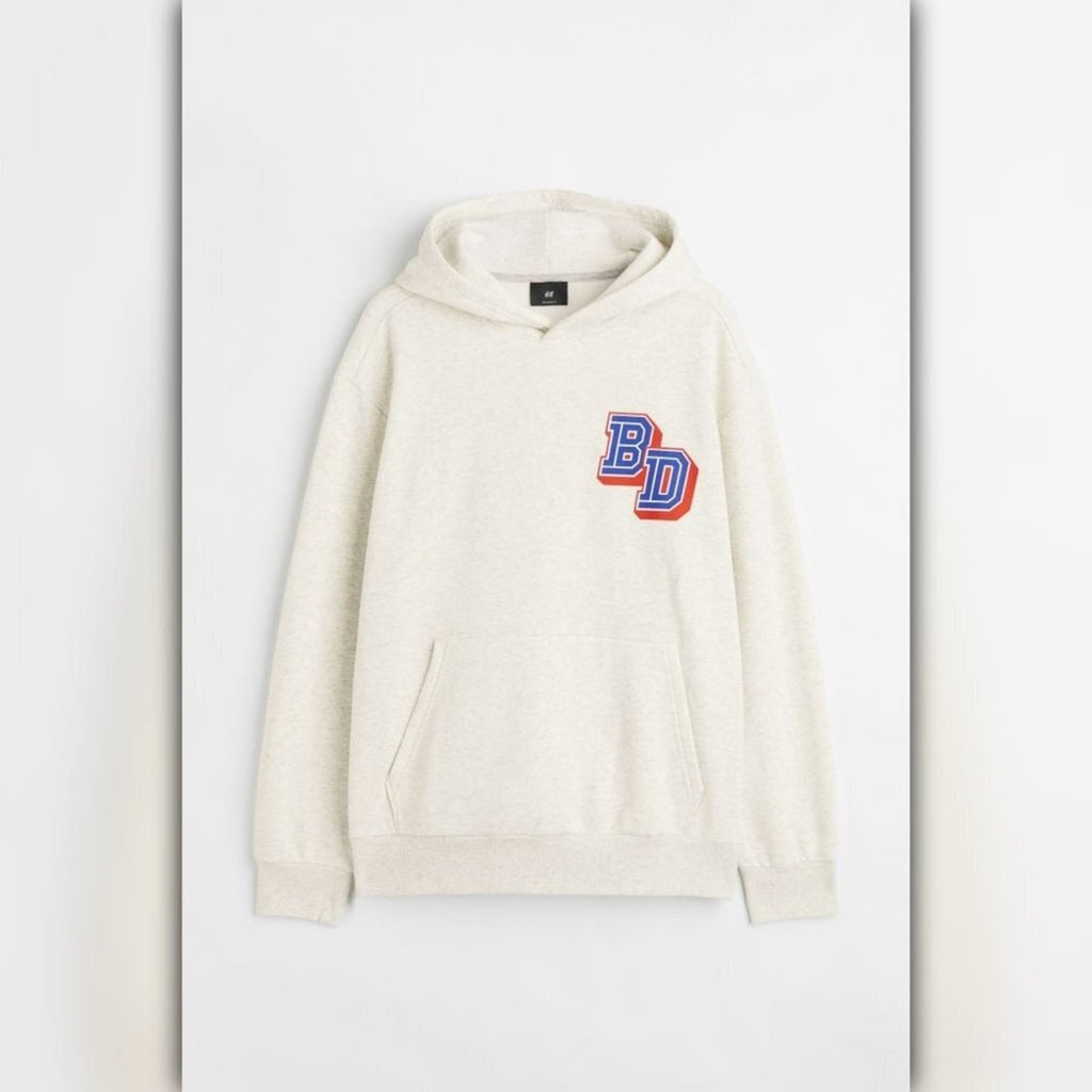 A524 • Relaxed Fit Varsity BD Graphic Hoodie – Heather Grey