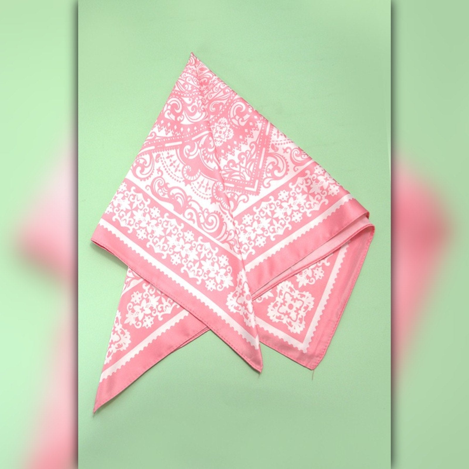 A218-S • Paisley Pink Silky Bandana Scarf