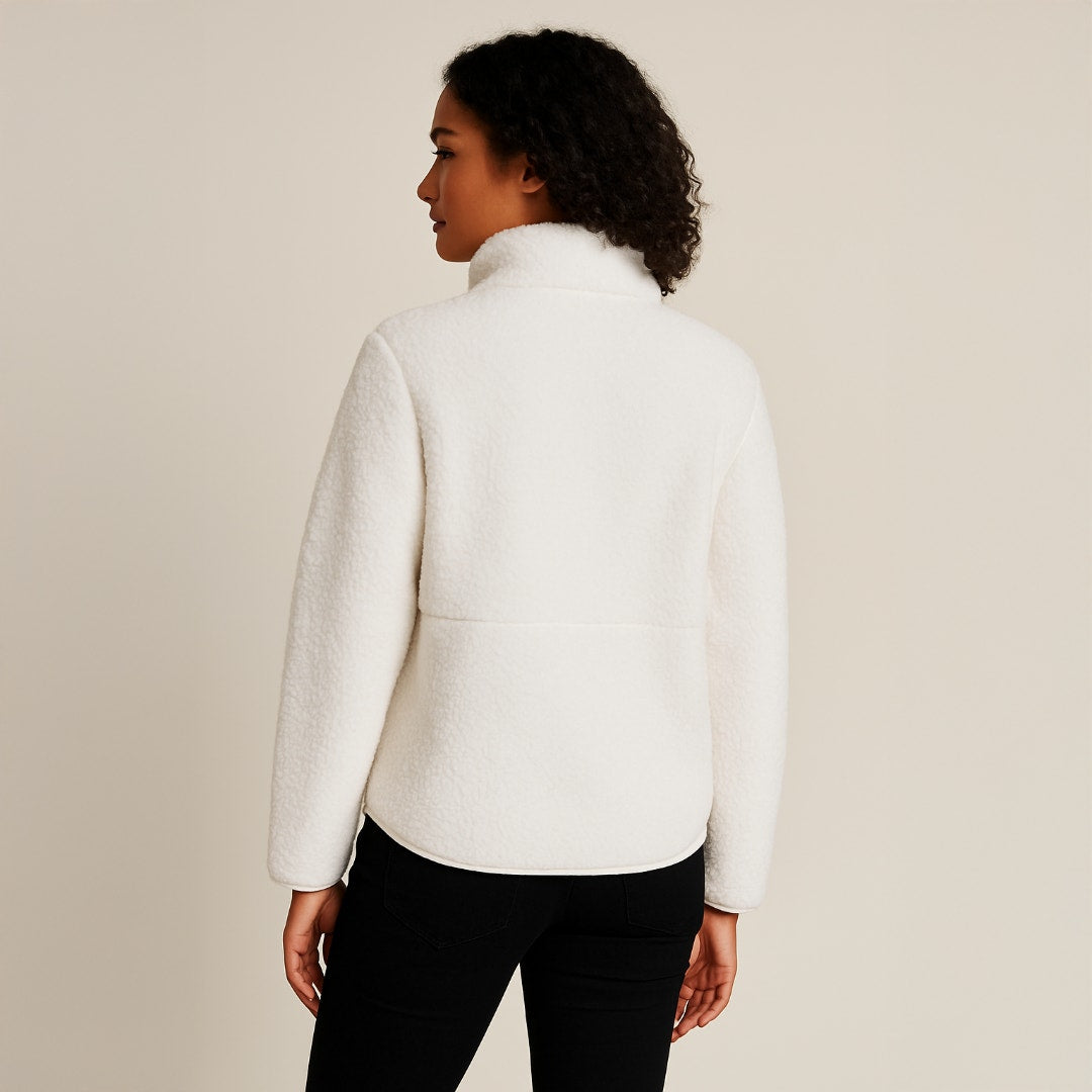 A290 • Cozy White Sherpa Half-Zip Pullover