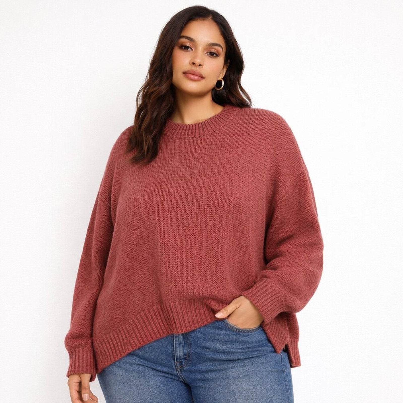 A068 • Daily Ritual Waffle Knit Crewneck Sweater