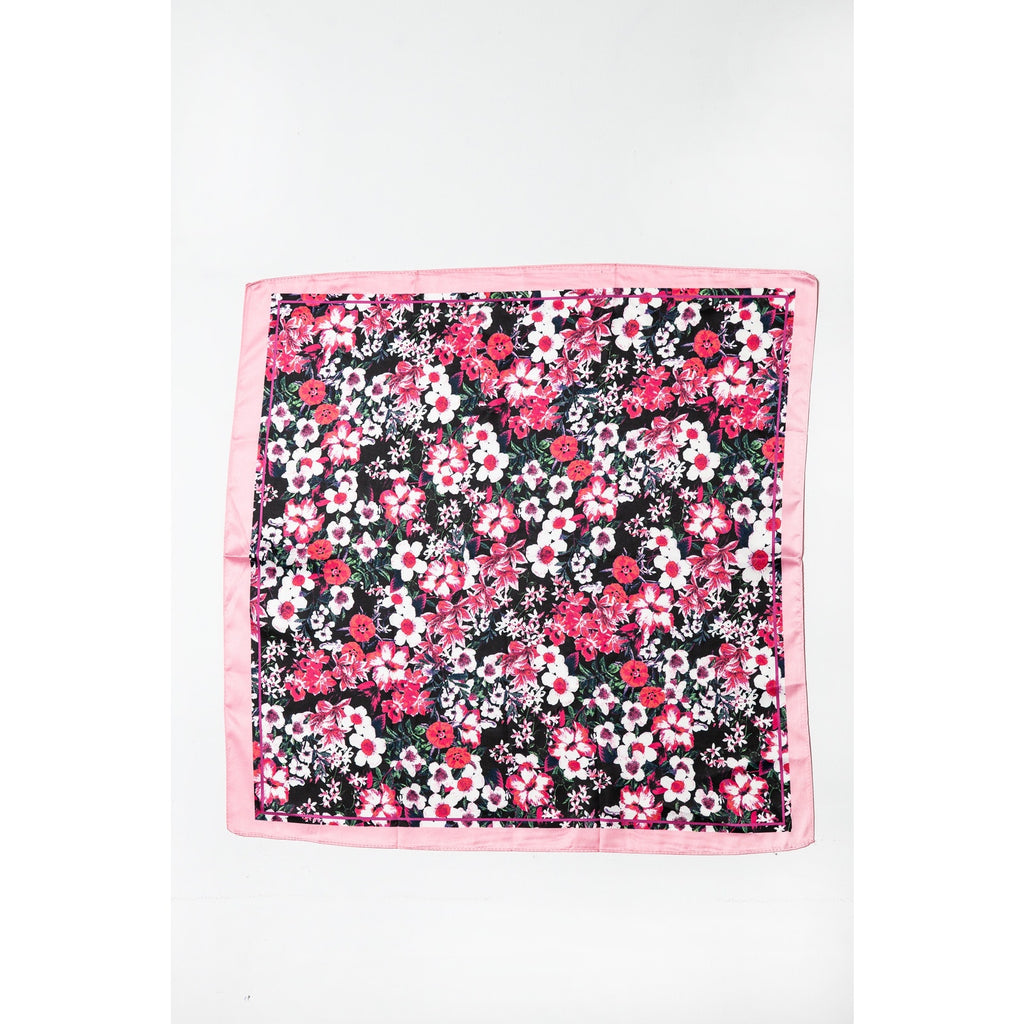 A218-Q • Midnight Garden Silky Bandana Scarf