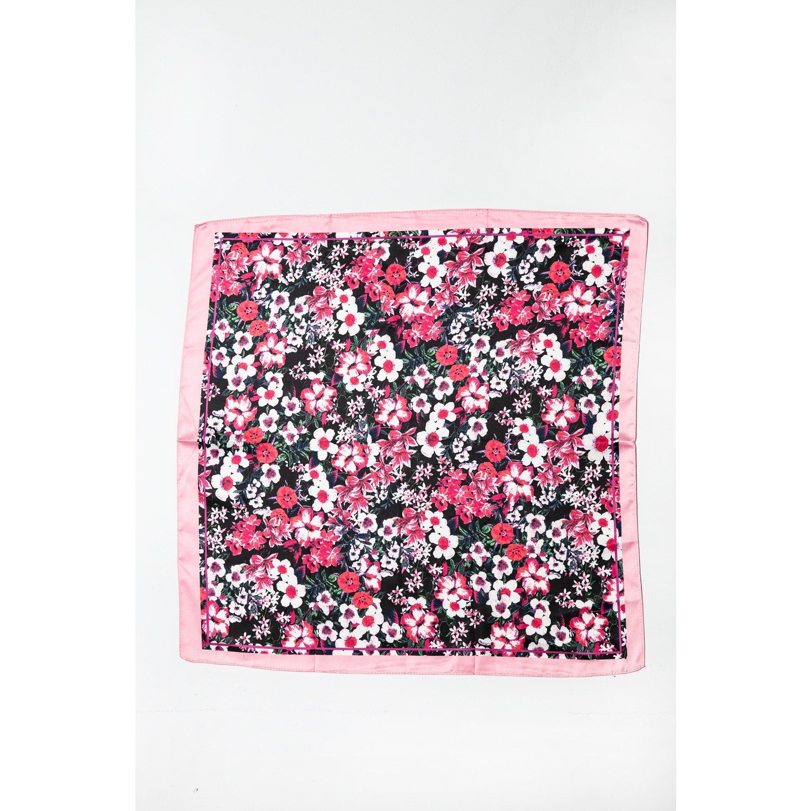 A218-Q • Midnight Garden Silky Bandana Scarf
