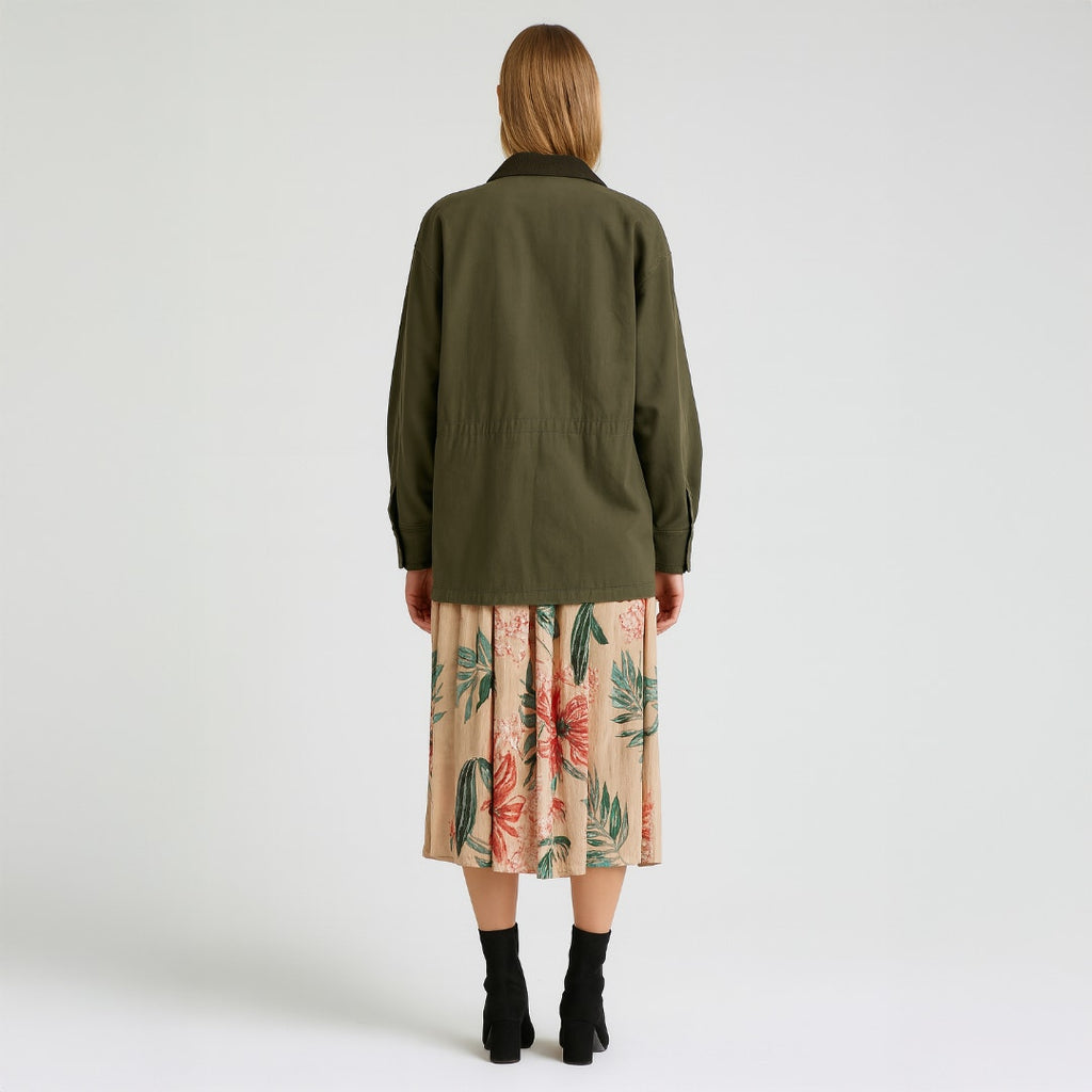 A507 • Olive Utility Field Jacket With Corduroy Collar