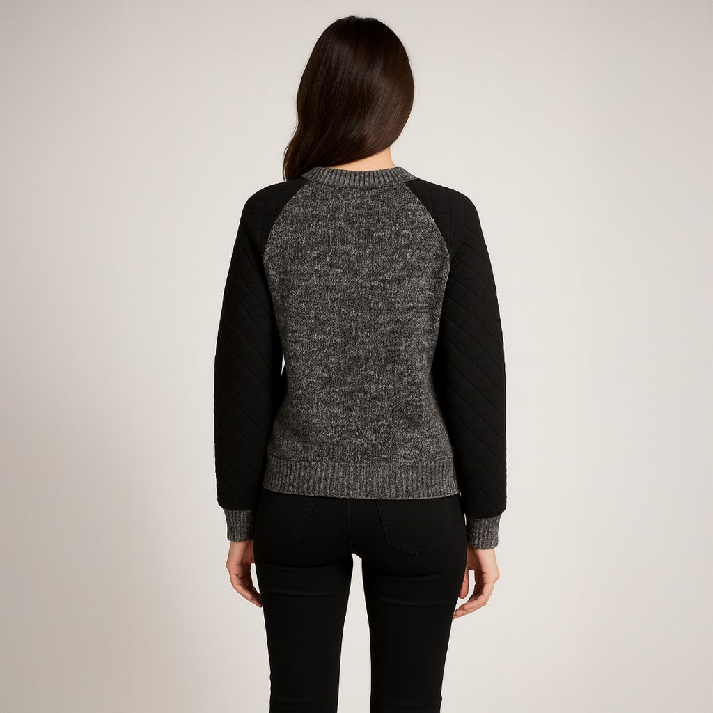 A506 • Quilted Sleeve Marled Raglan Sweater