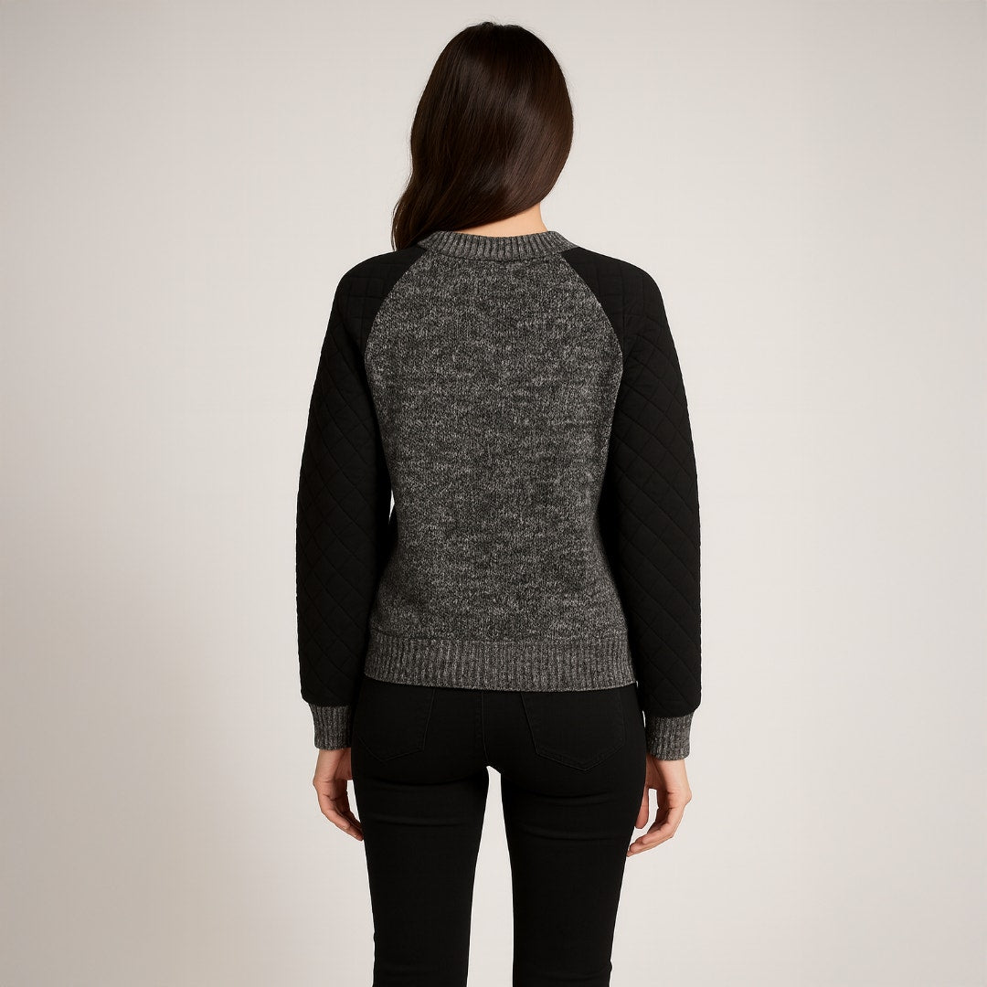 A506 • Quilted Sleeve Marled Raglan Sweater