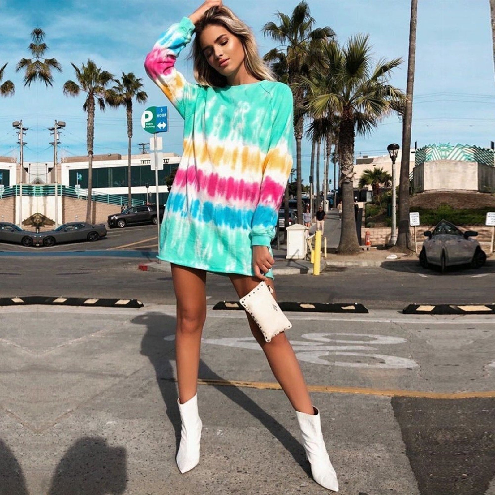 A069◾ Lovers + Friends Tie Dye Crewneck Sweatshirt Tunic