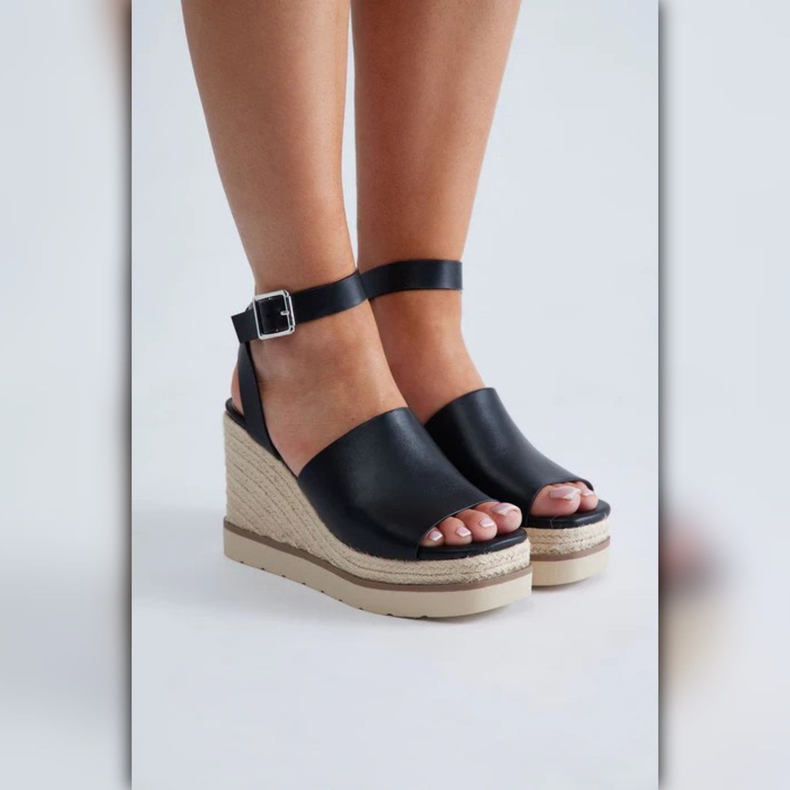A042A • Cloud Feel Hampton Espadrille Wedge Sandal with Ankle Strap