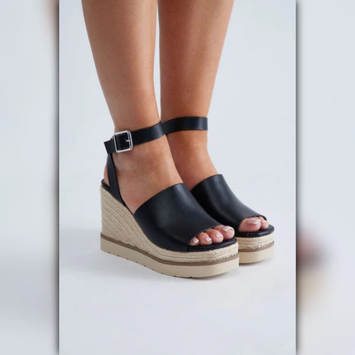 A042A • Cloud Feel Hampton Espadrille Wedge Sandal with Ankle Strap