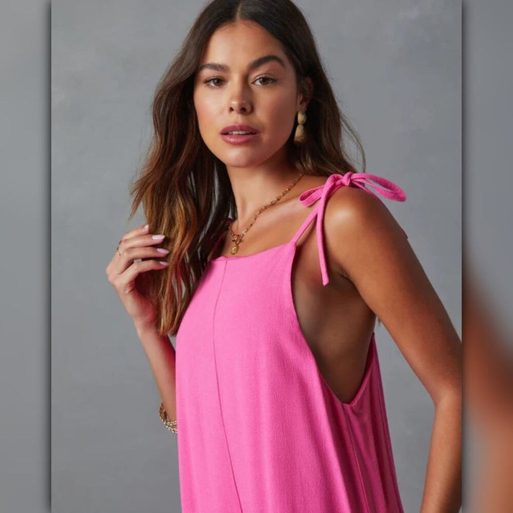 A059 • Pink Linen Blend Relaxed Jumpsuit