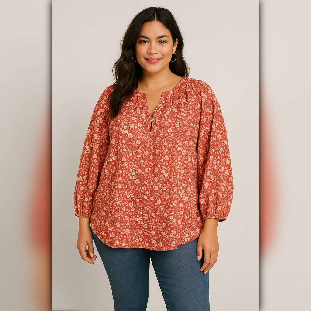 A196 ✽ Floral Breeze Peasant Blouse