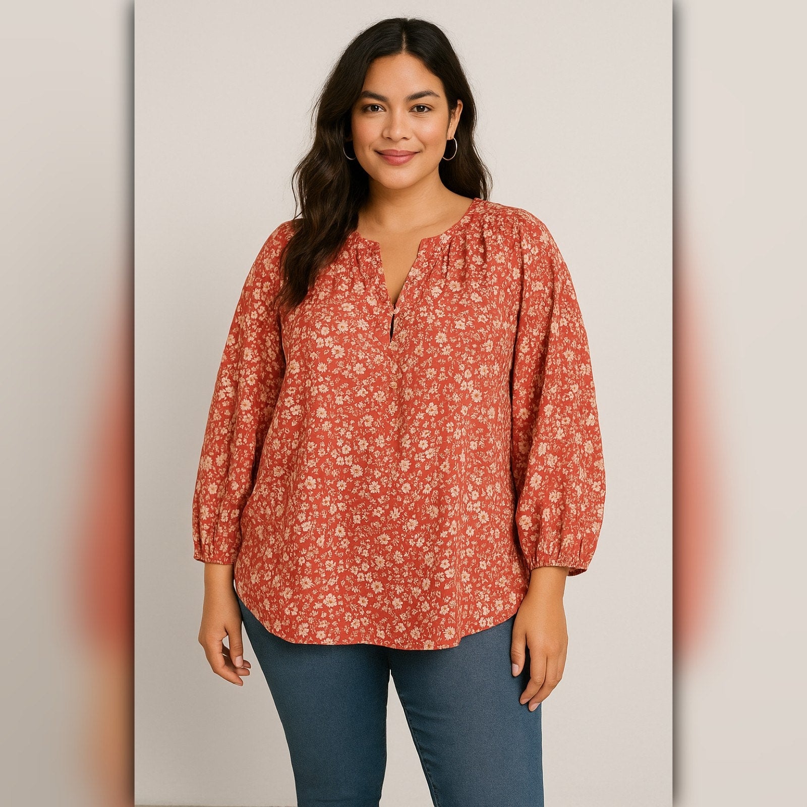 A196 ✽ Floral Breeze Peasant Blouse