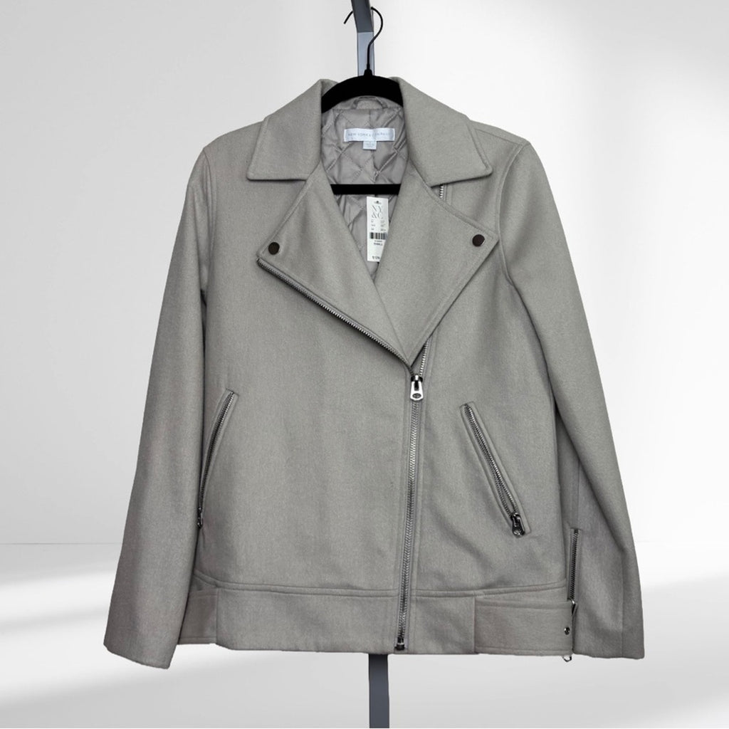 A495 • Wool Blend Moto Jacket with Quilted Lining