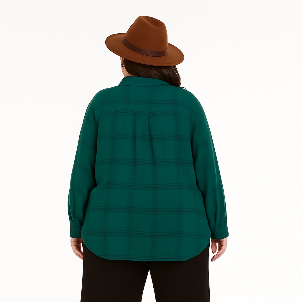 A517-A • Green Plaid Button-Front Flannel Shirt