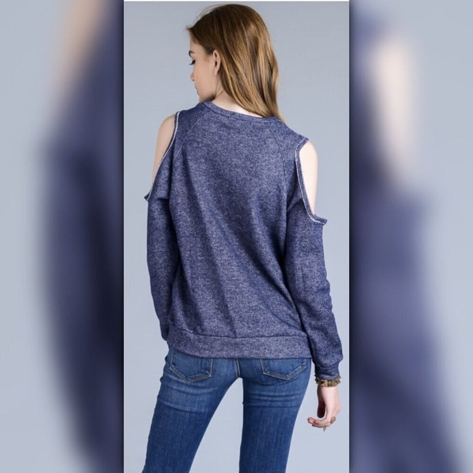 A067-A • Cold Shoulder Crew Neck Pullover Sweater