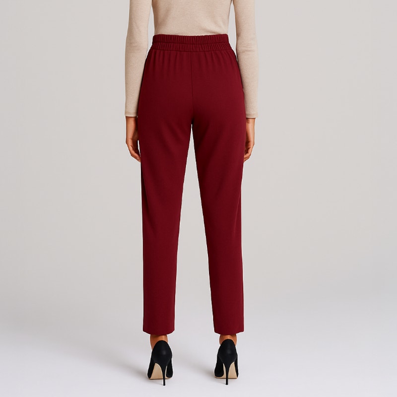 A293-C • High-Rise Knit Ankle Trousers in Deep Burgundy