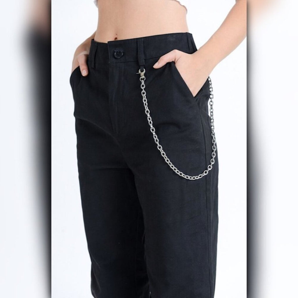 A910 ◾ Black Wallet Chain Cargo Joggers