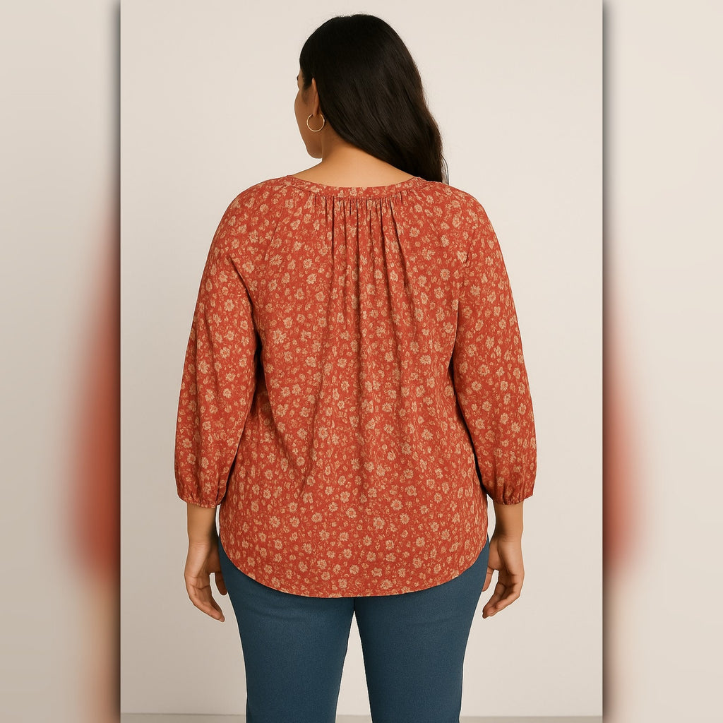 A196 ✽ Floral Breeze Peasant Blouse