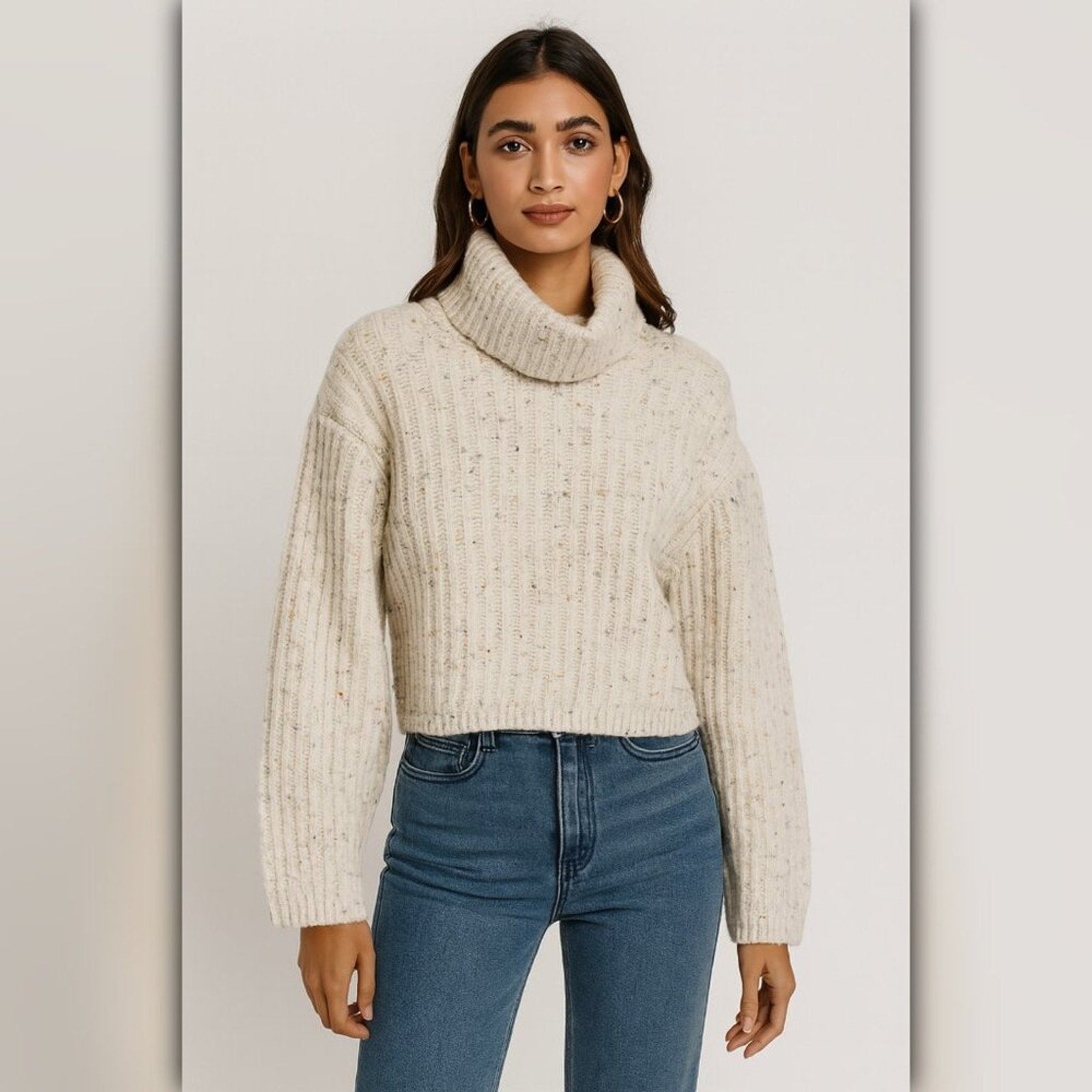 A419 • Mock Turtleneck Cashmere-Like Pullover Sweater