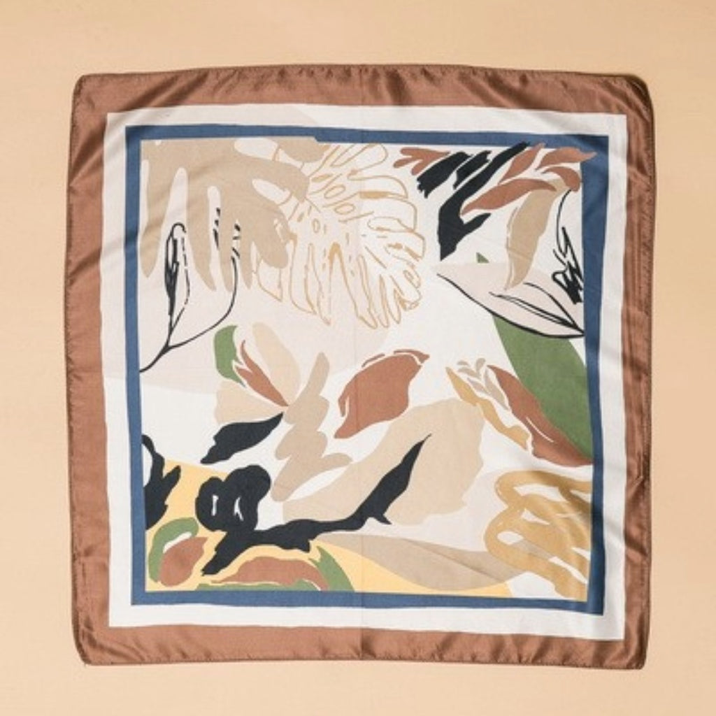 A218-J • Earthy Abstract Silky Bandana Scarf