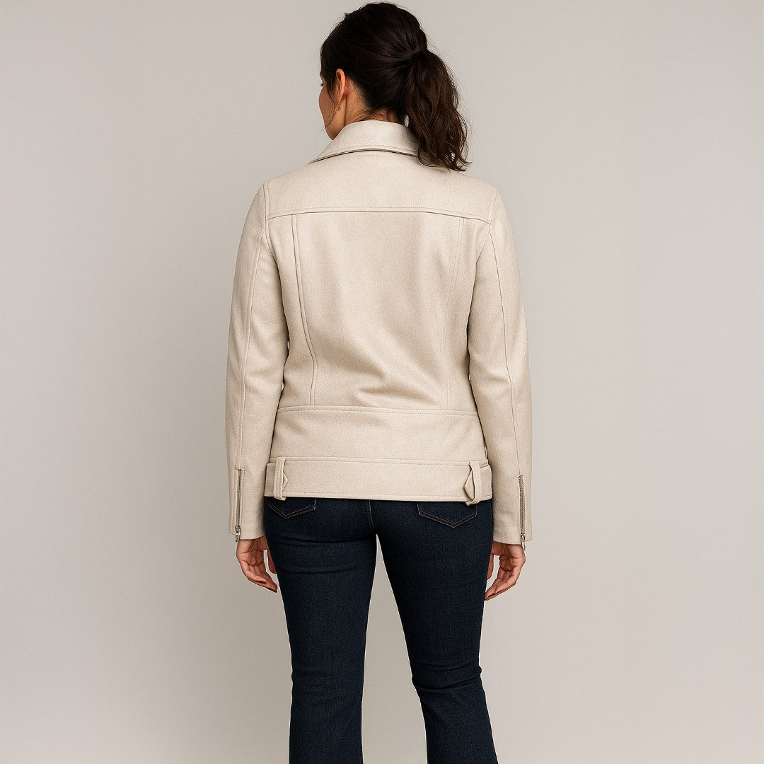 A495 • Wool Blend Moto Jacket with Quilted Lining