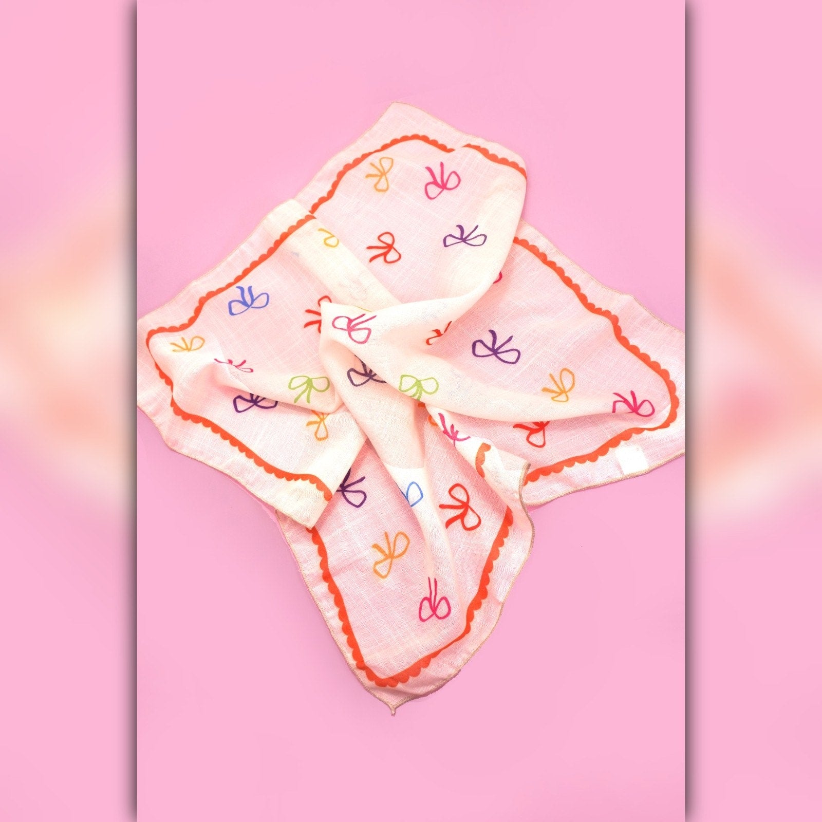 A218-T • Cottagecore Bow Print Bandana Scarf