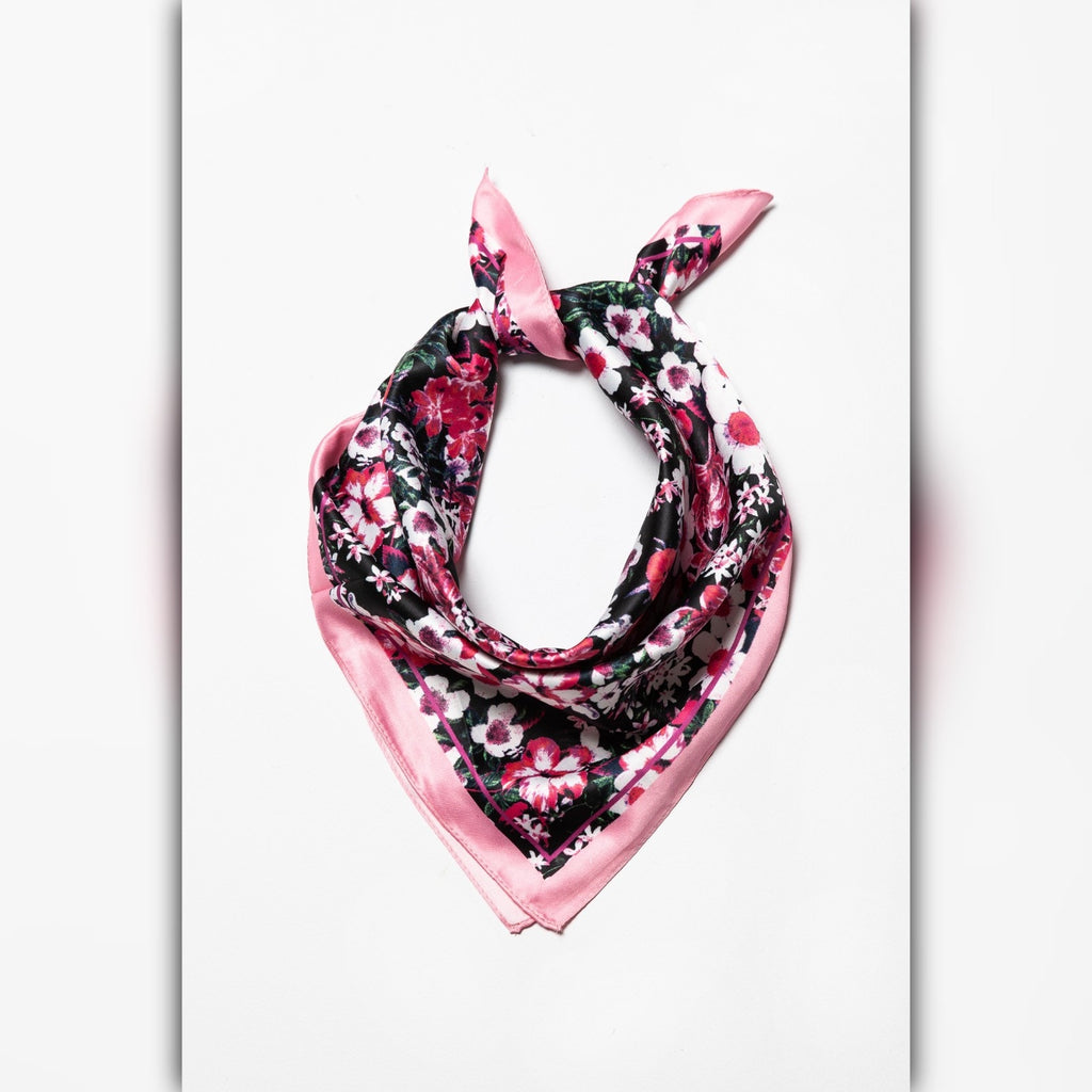 A218-Q • Midnight Garden Silky Bandana Scarf