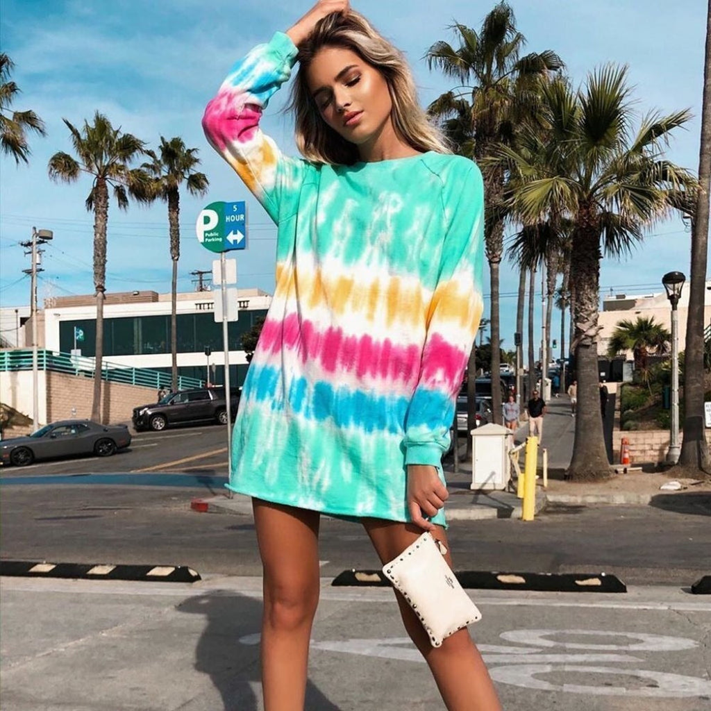 A069◾ Lovers + Friends Tie Dye Crewneck Sweatshirt Tunic