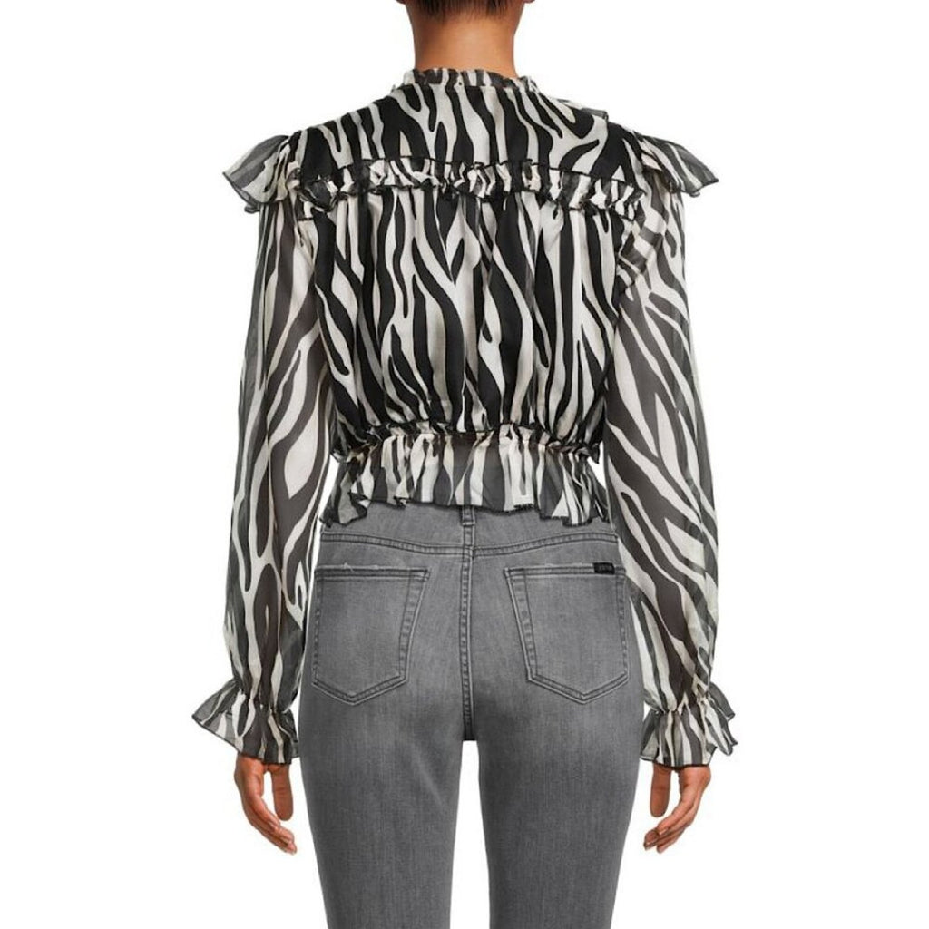 A177 • Sheer Ruffle Zebra Print Blouse