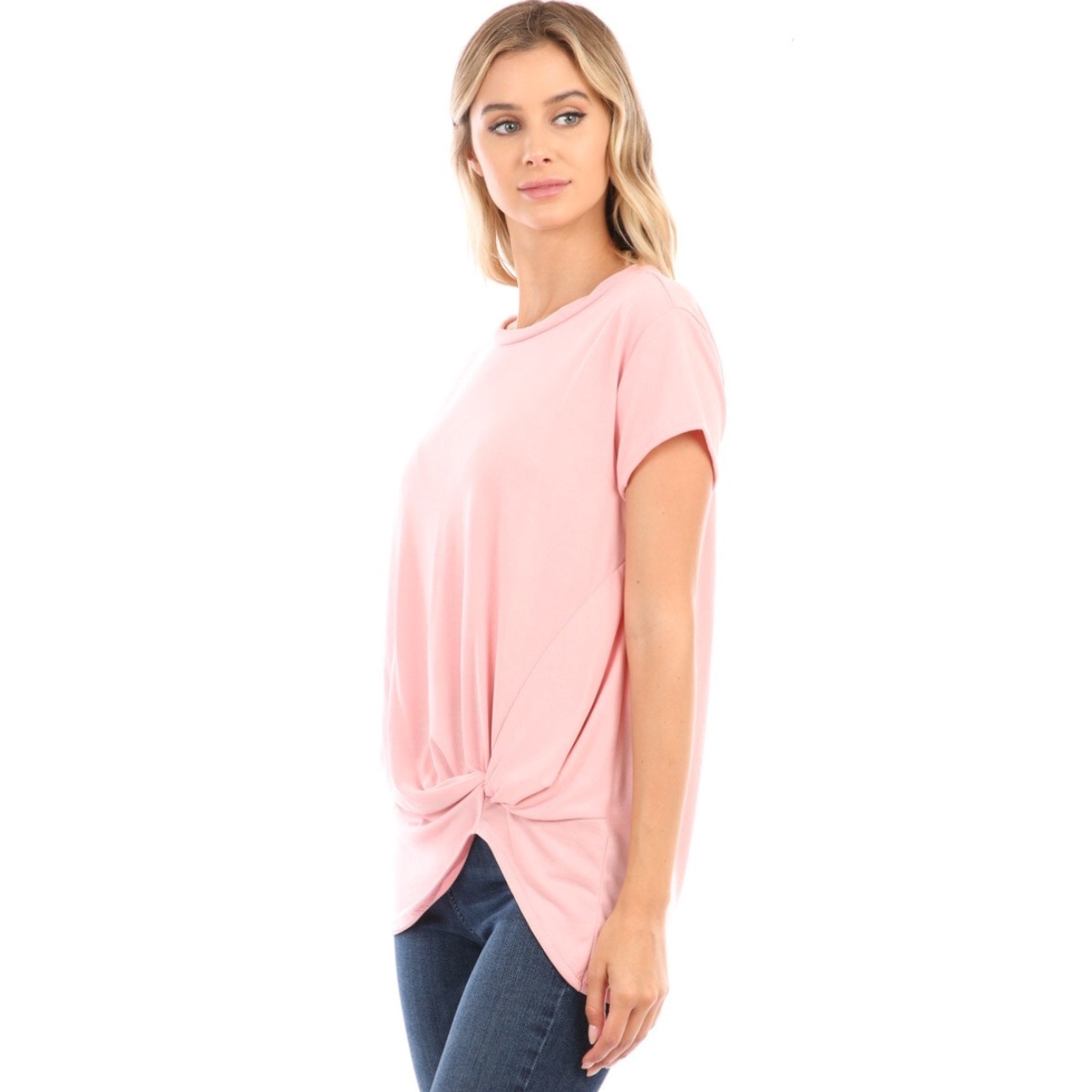 A482-B • Blush Twist-Front Modal Tee