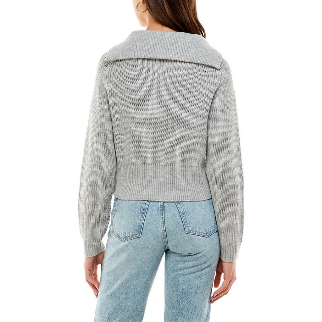 A264 • WAYF Light Heather Grey Zip Collar Knit Sweater