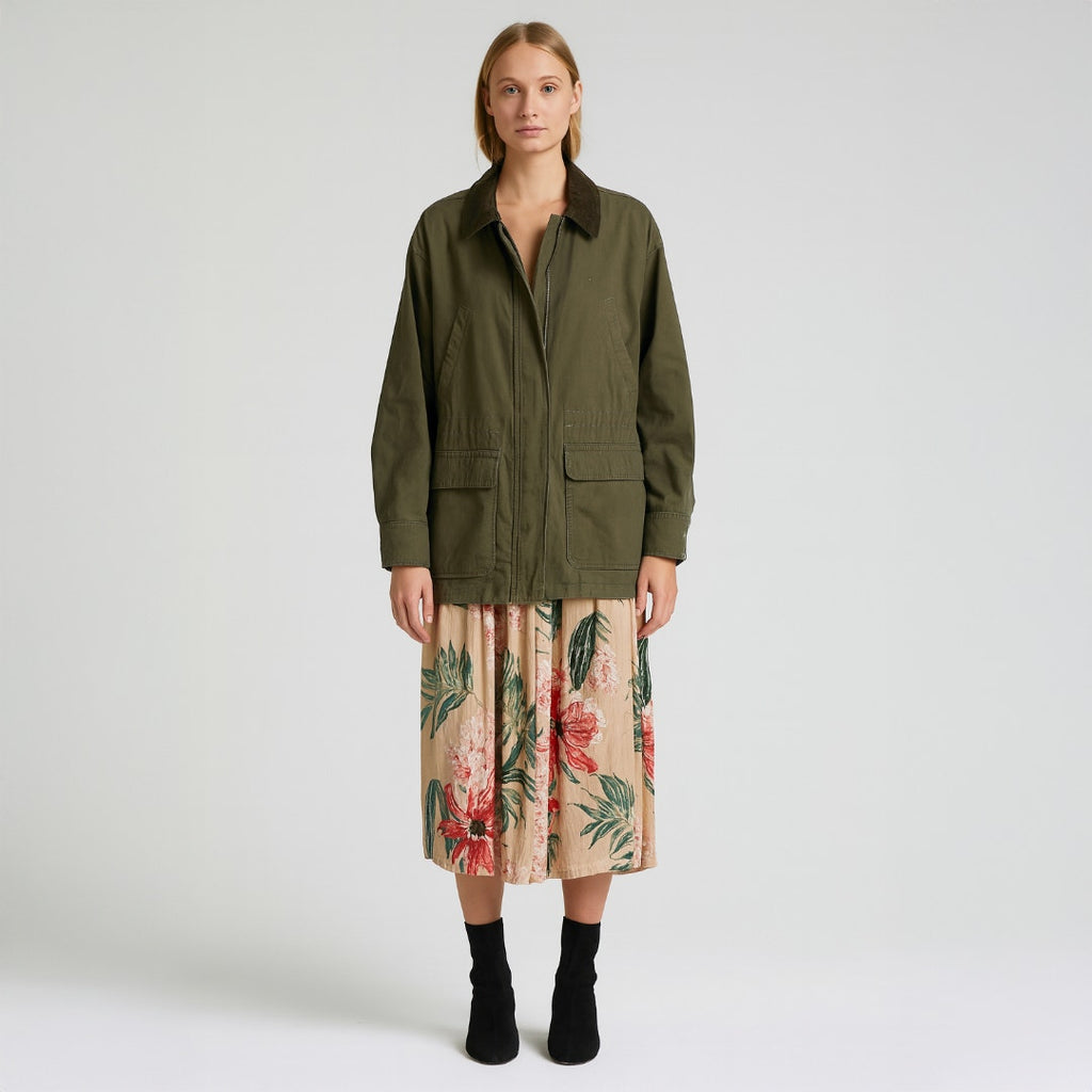 A507 • Olive Utility Field Jacket With Corduroy Collar