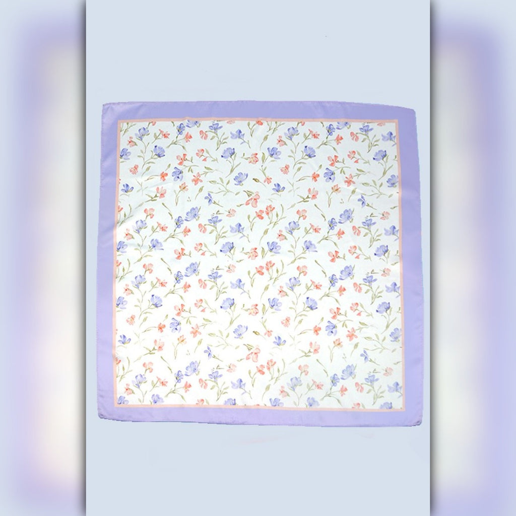 A218-O • Spring Meadow Floral Silky Bandana Scarf