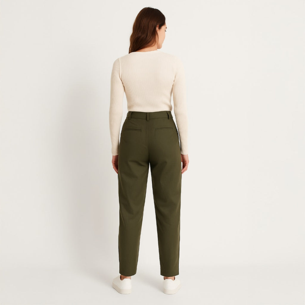 A289-A • High-Waist Pleat Front Straight Chino Pants Trousers