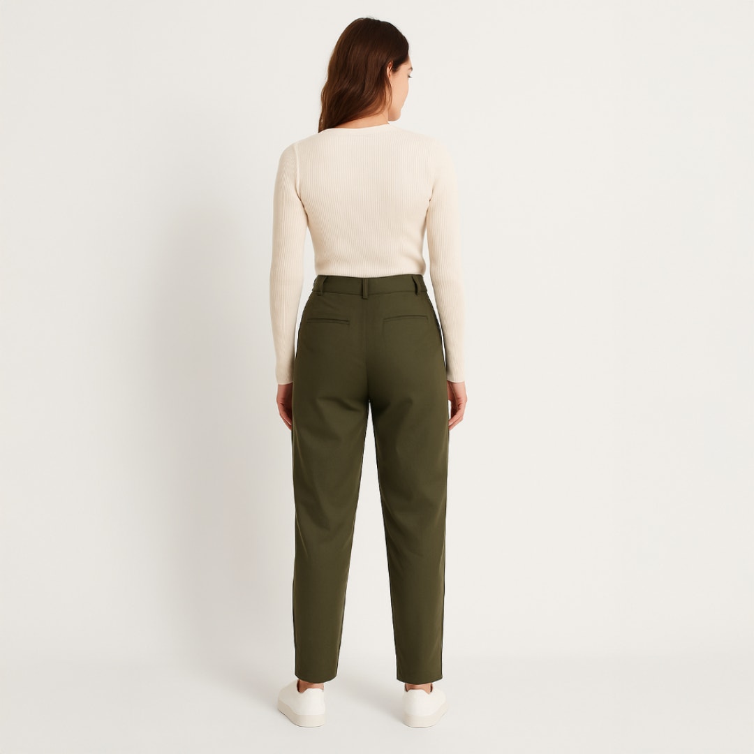 A289-A • High-Waist Pleat Front Straight Chino Pants Trousers