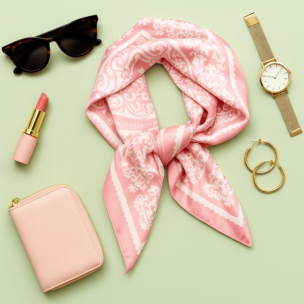 A218-S • Paisley Pink Silky Bandana Scarf