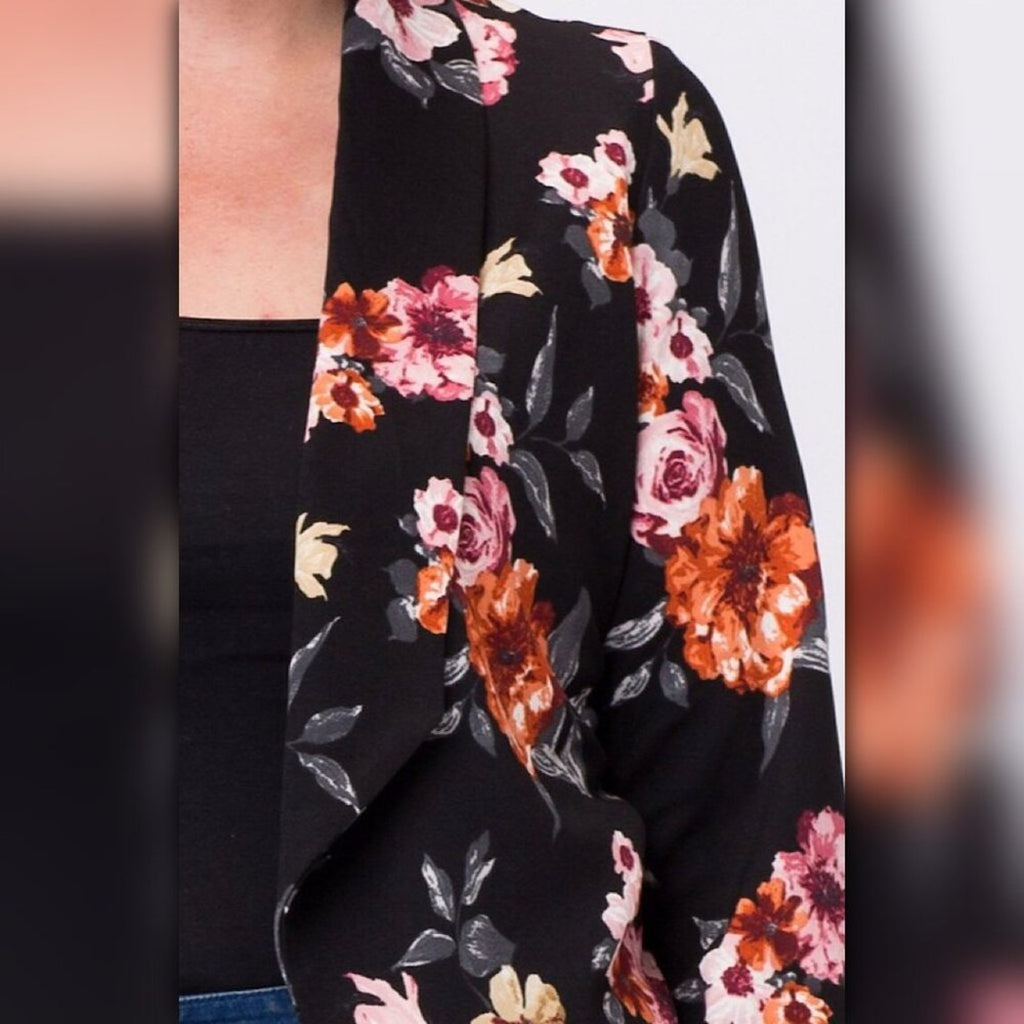 A038 • 3/4 Sleeves Floral Print Blazer