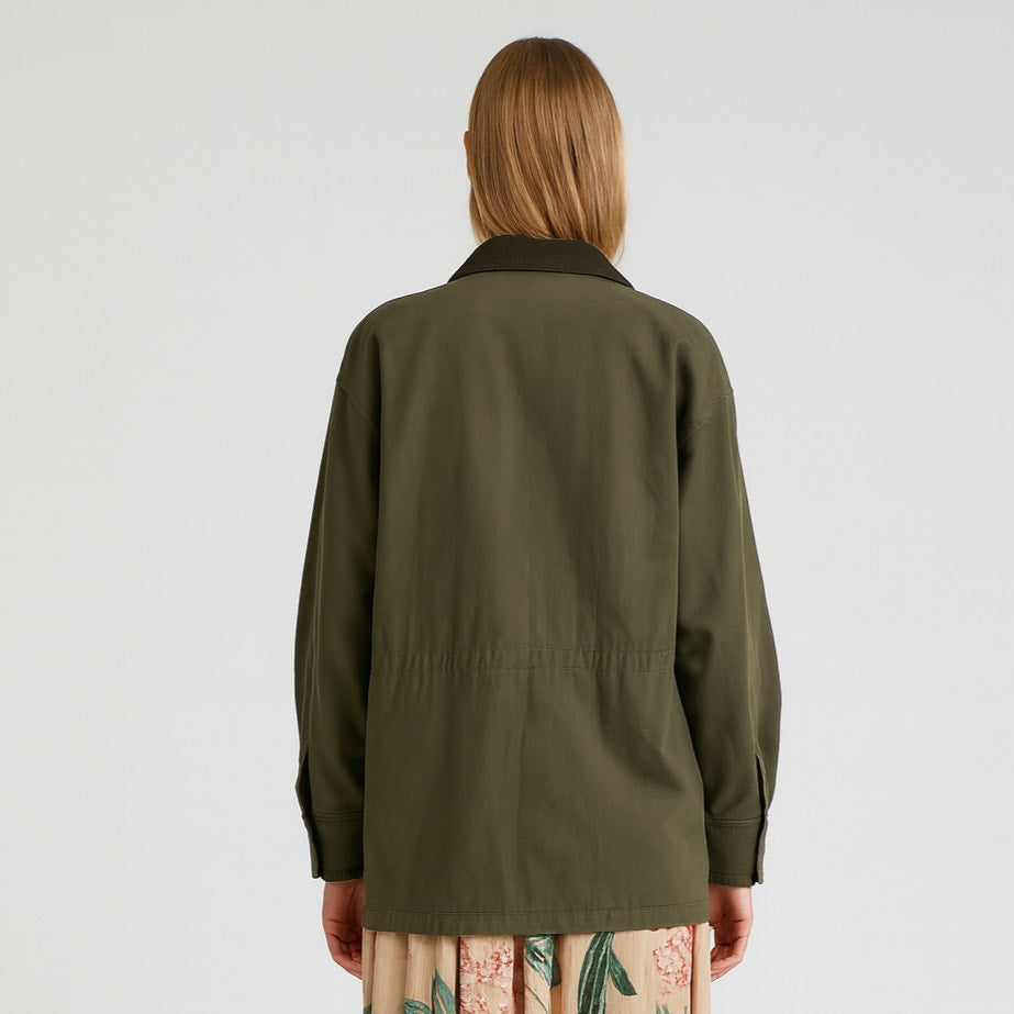 A507 • Olive Utility Field Jacket With Corduroy Collar