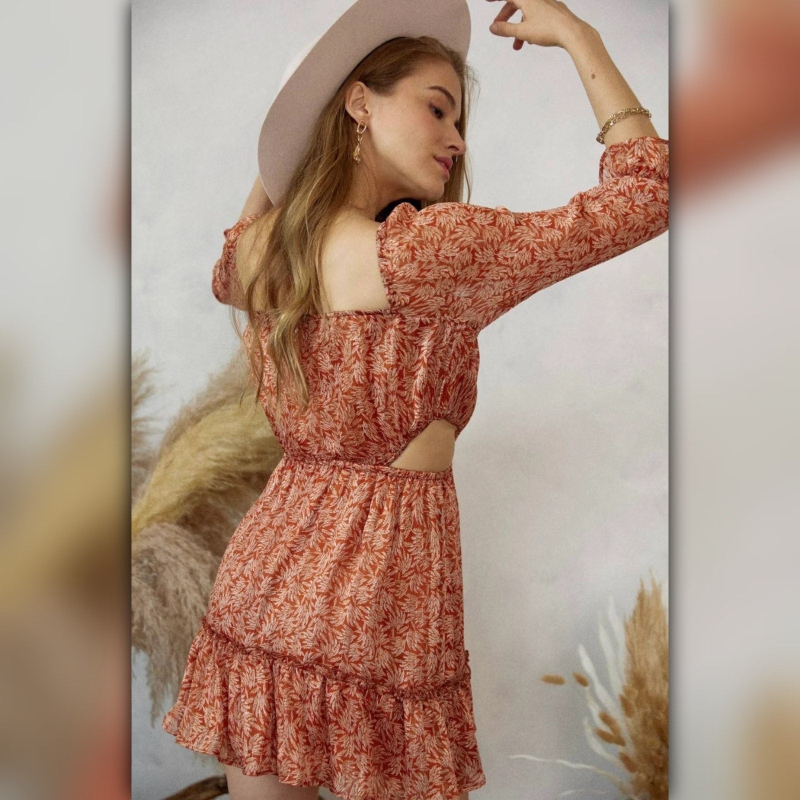 A209 • Margeaux Rust Metallic Printed Mini Dress