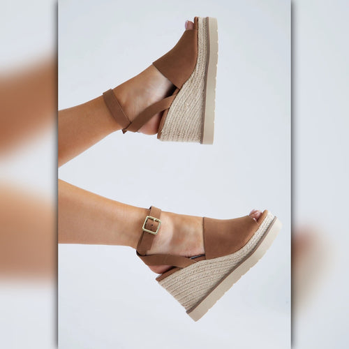 A042-B • Cloud Feel Hampton Espadrille Wedge Sandal with Ankle Strap