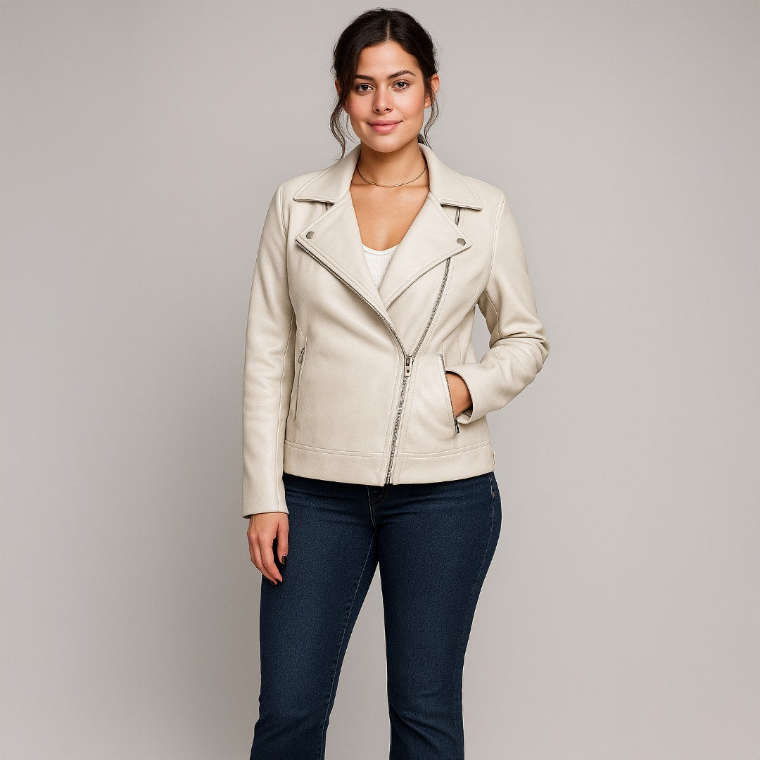 A495 • Wool Blend Moto Jacket with Quilted Lining