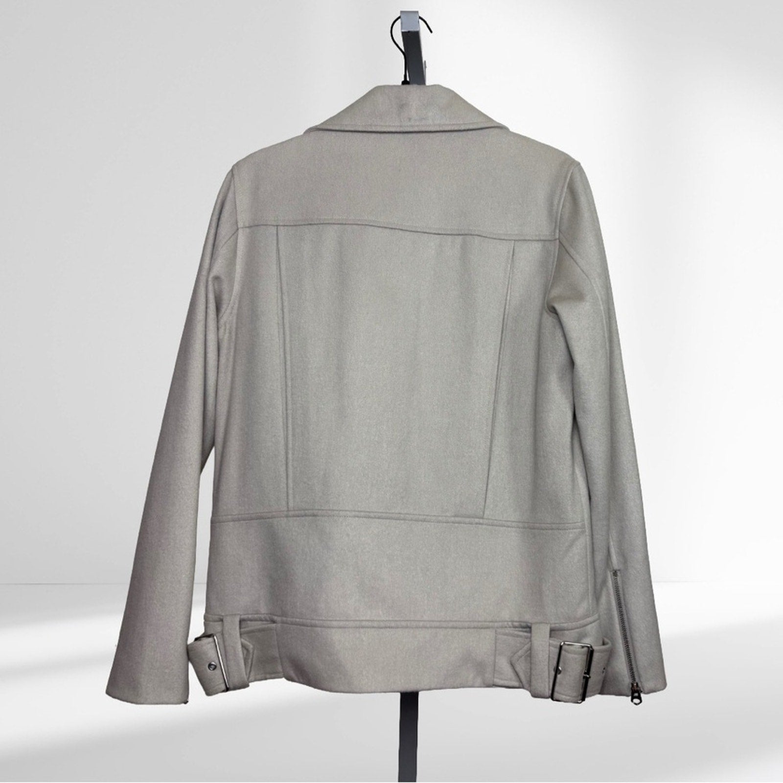 A495 • Wool Blend Moto Jacket with Quilted Lining