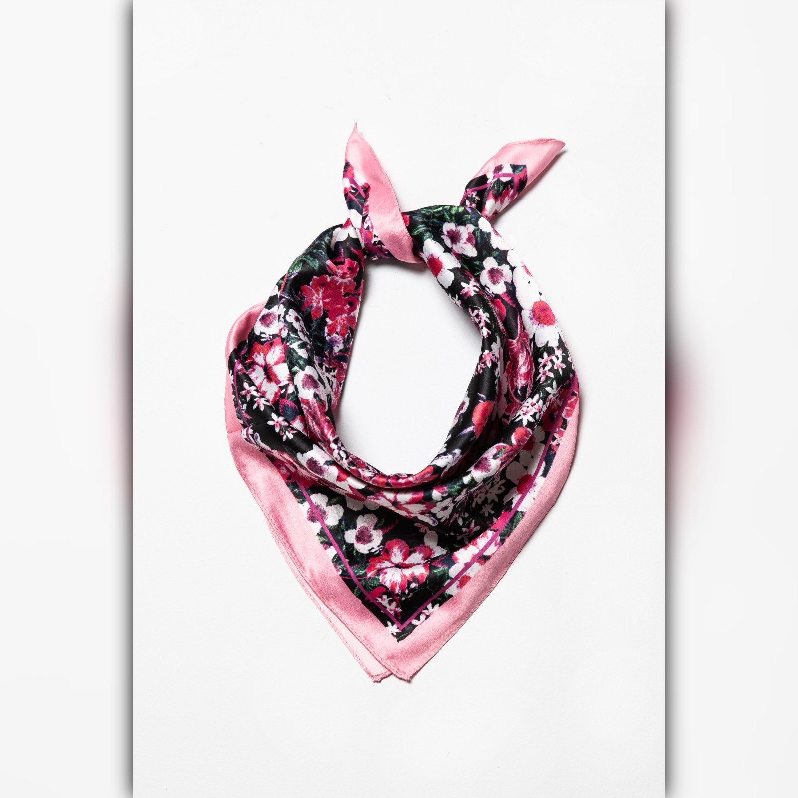 A218-Q • Midnight Garden Silky Bandana Scarf
