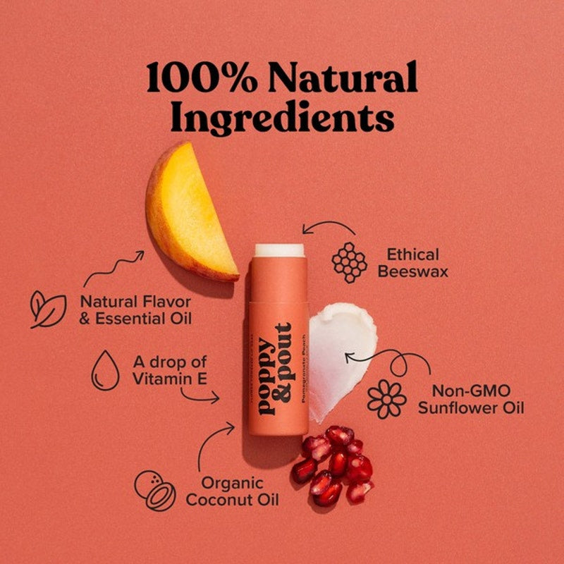 A014-D • Poppy & Pout Pomegranate Peach Lip Balm