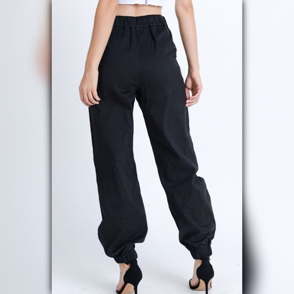 A910 ◾ Black Wallet Chain Cargo Joggers